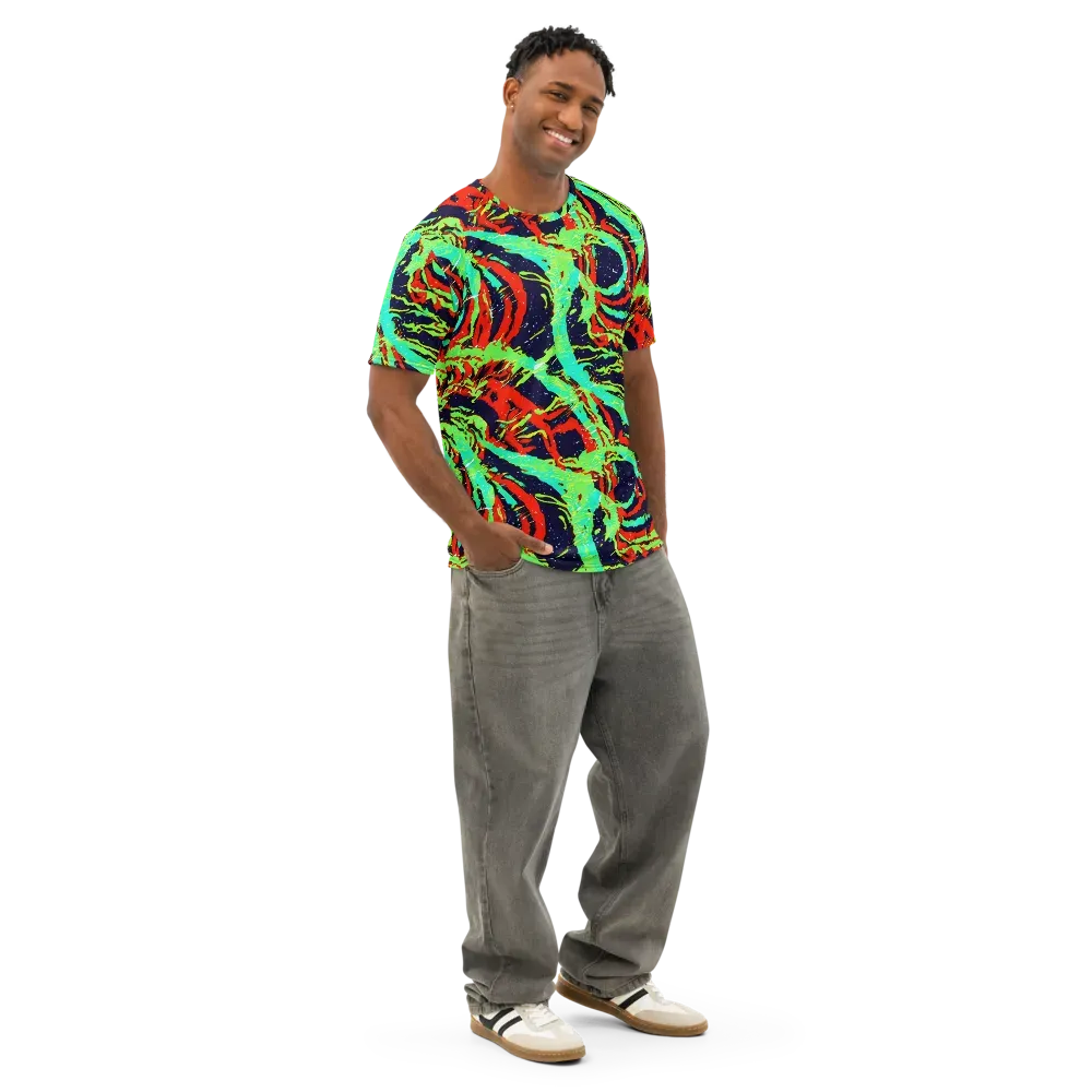 Cyber Jungle on Men's Cotton Crew Neck T-Shirt — Right Front