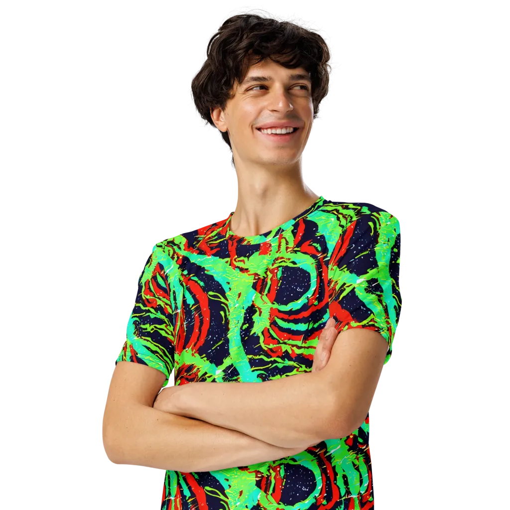 Cyber Jungle on Men's Crew Neck T-Shirt — Left Front