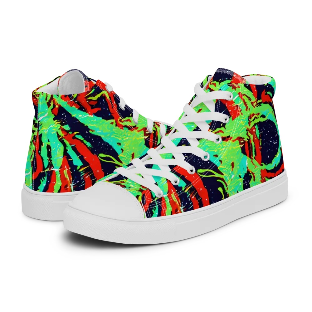 Cyber Jungle on Men's High Top Canvas Shoes — Left