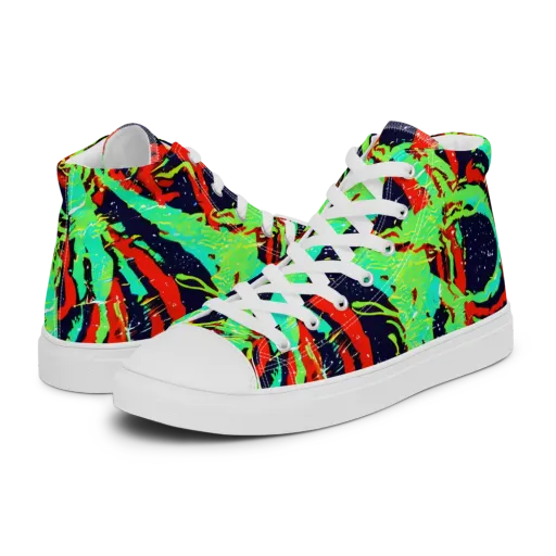 Cyber Jungle on a Men's High Top Canvas Shoes