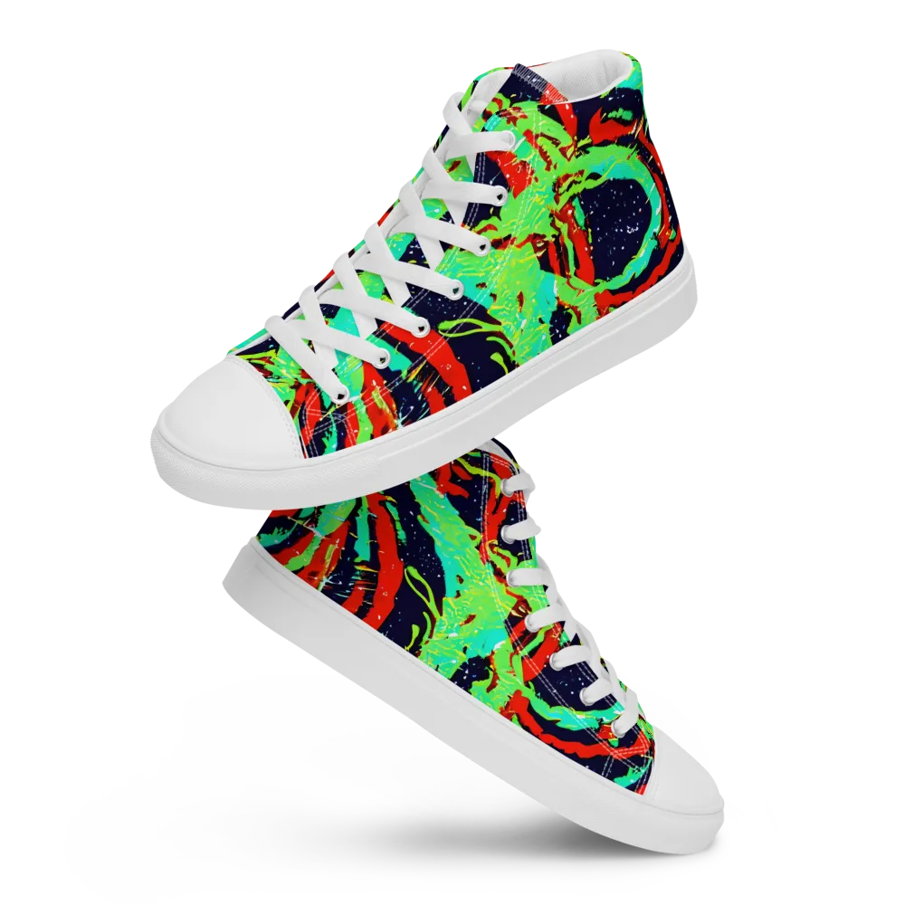 Cyber Jungle on Men's High Top Canvas Shoes — Front