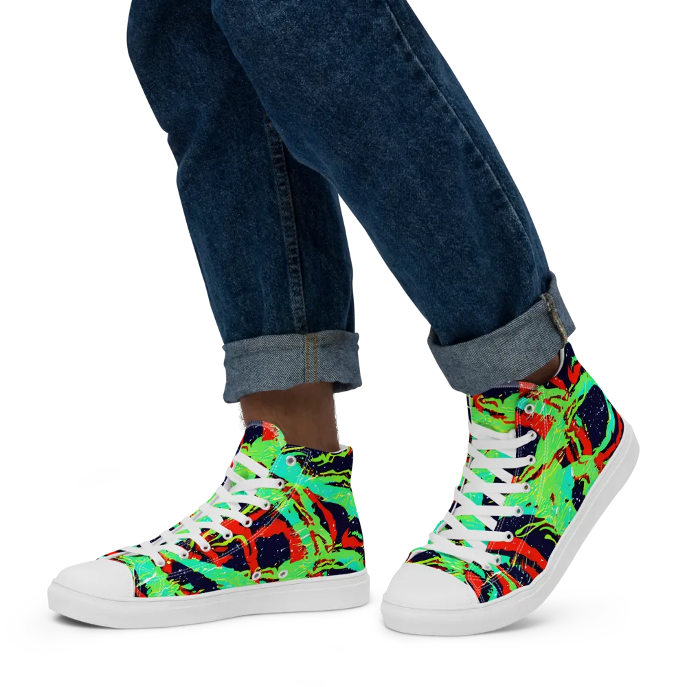 Cyber Jungle on Men's High Top Canvas Shoes — Left