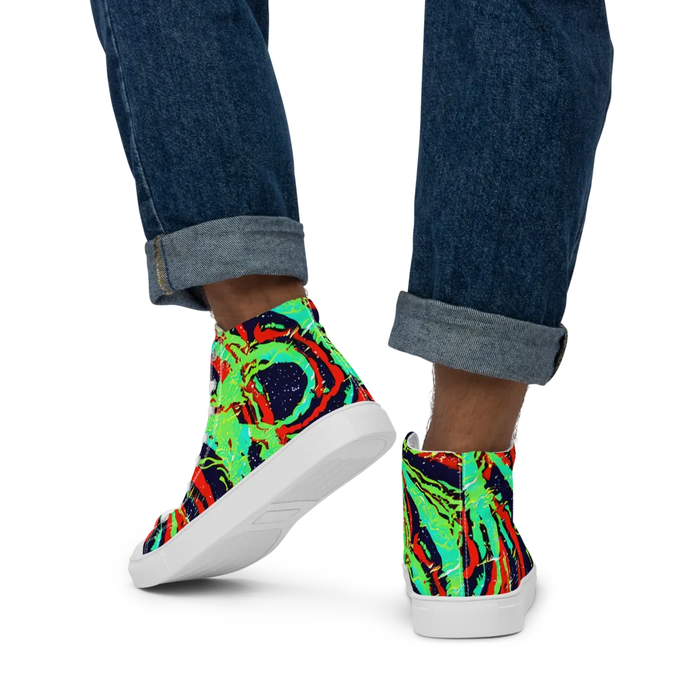 Cyber Jungle on Men's High Top Canvas Shoes — Back