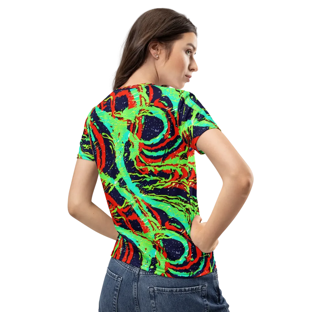 Cyber Jungle on Women's Crew Neck T-Shirt — Back