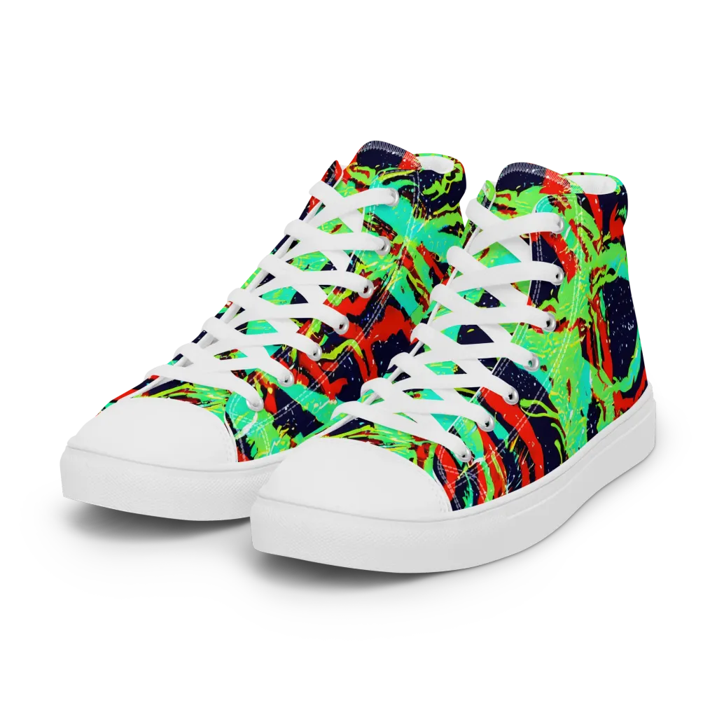Cyber Jungle on Women's High Top Canvas Shoes — Left Front
