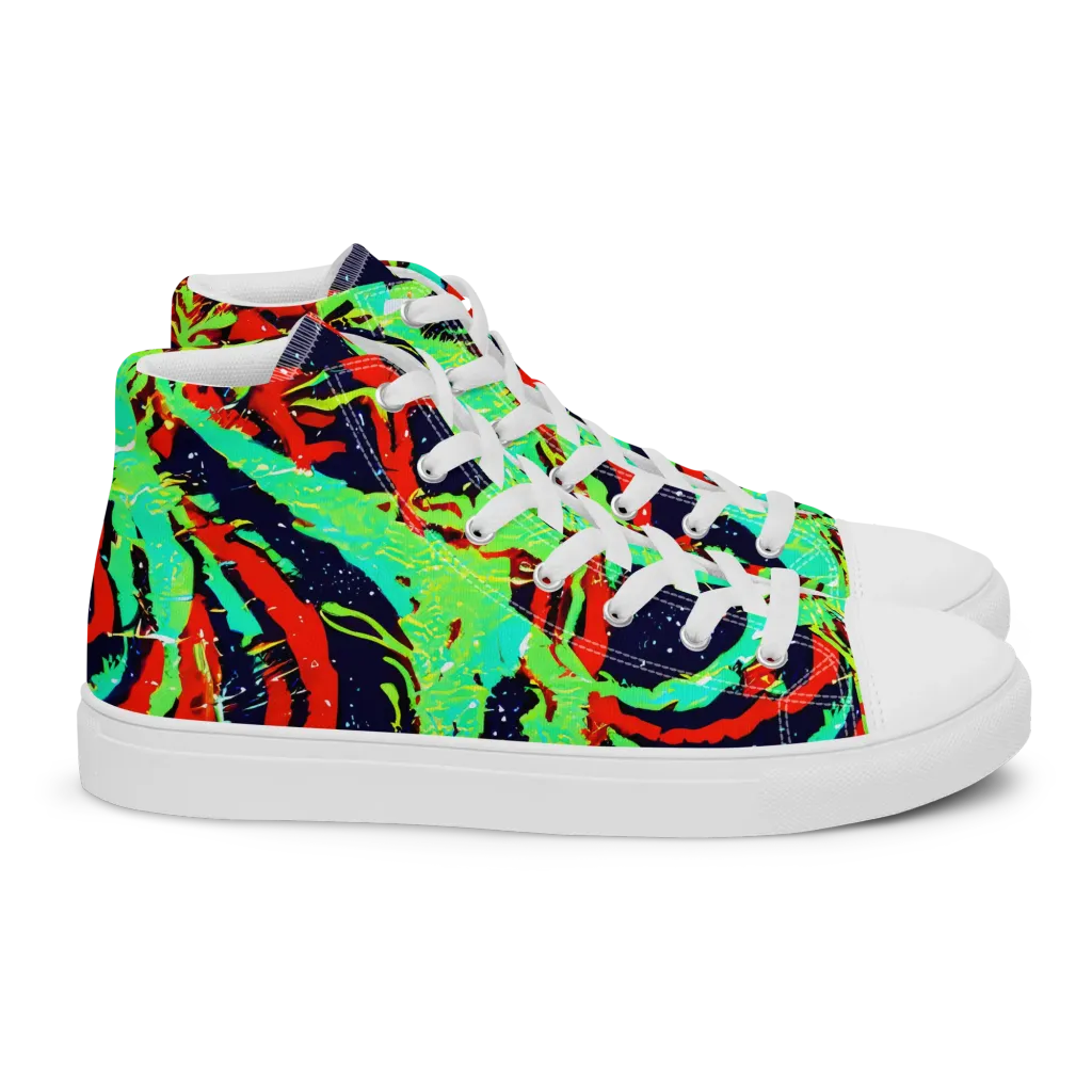Cyber Jungle on Women's High Top Canvas Shoes — Right