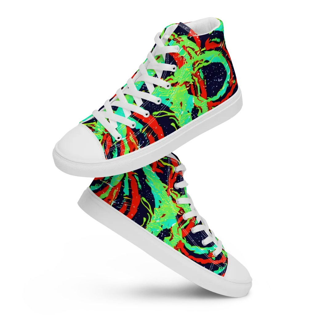 Cyber Jungle on Women's High Top Canvas Shoes — Front