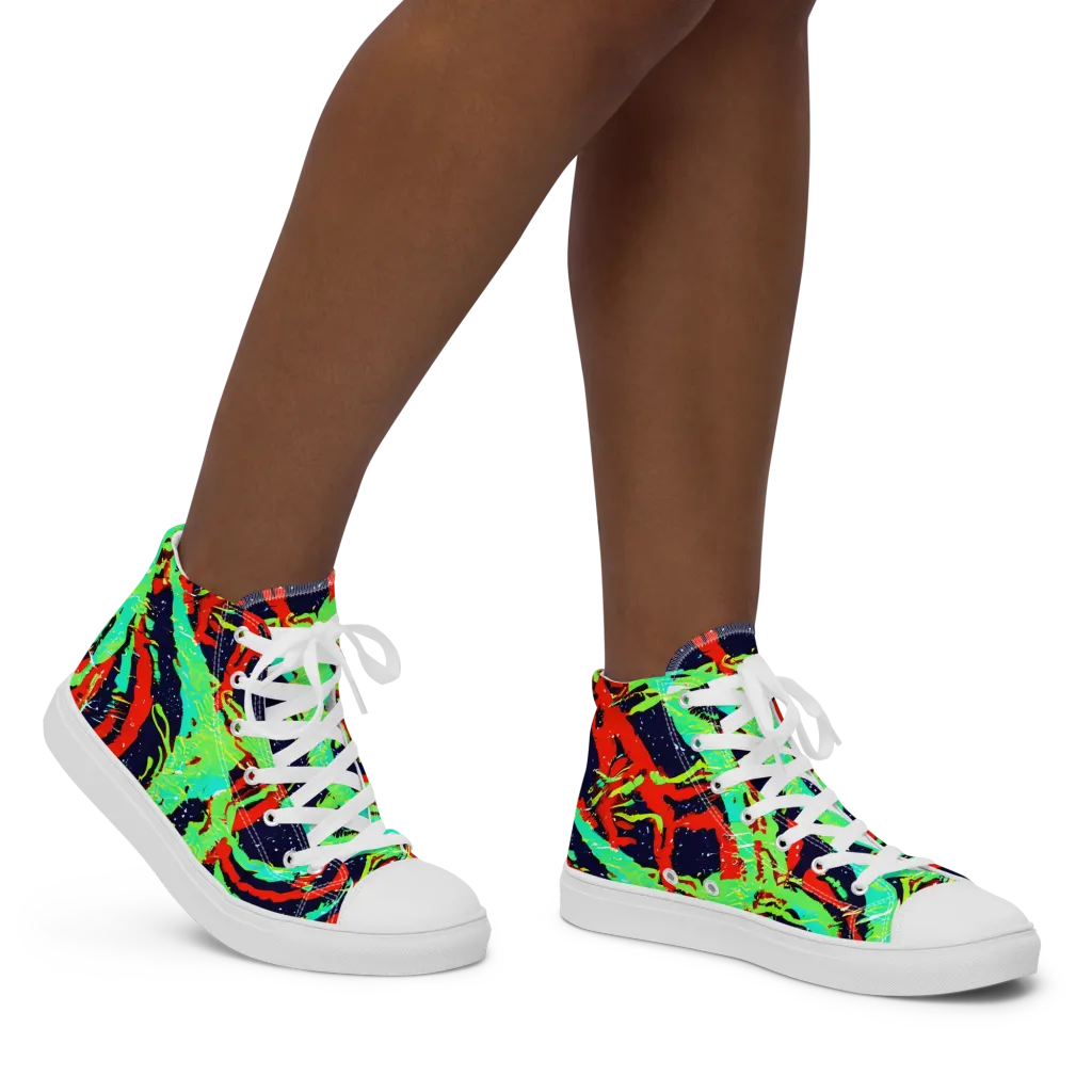 Cyber Jungle on Women's High Top Canvas Shoes — Right