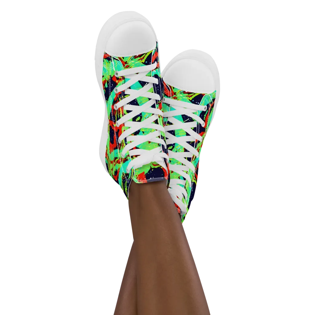 Cyber Jungle on Women's High Top Canvas Shoes — Front