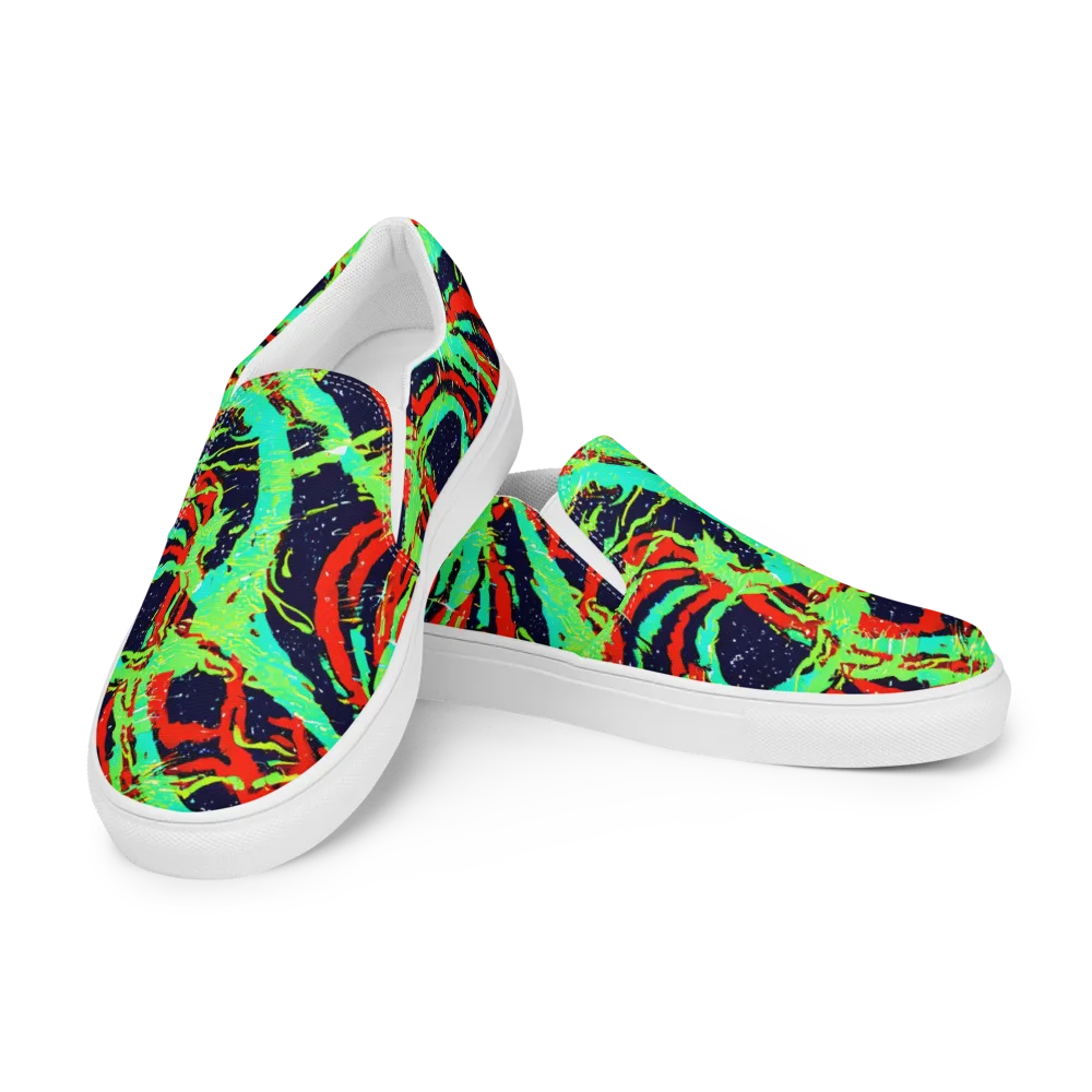 Cyber Jungle on Men's Slip-On Canvas Shoes — Left Front