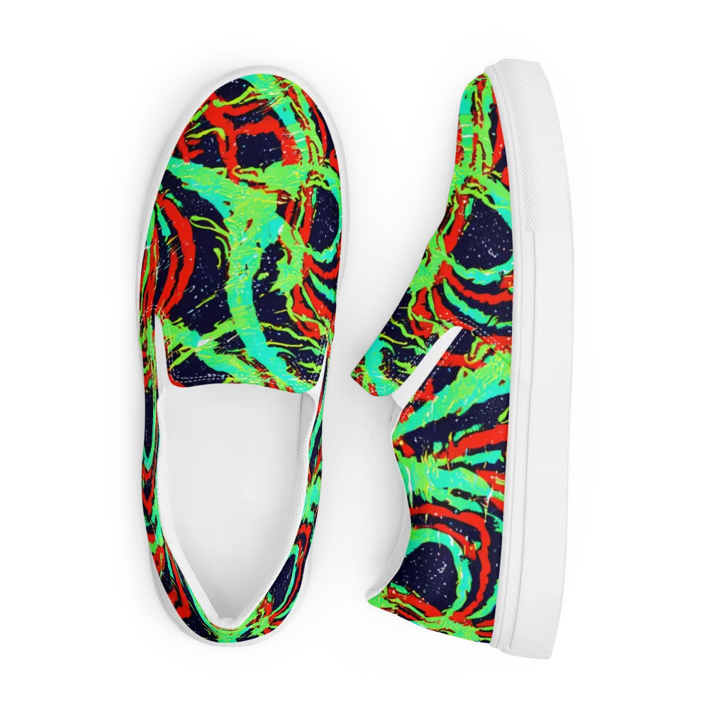 Cyber Jungle on Men's Slip-On Canvas Shoes — Front