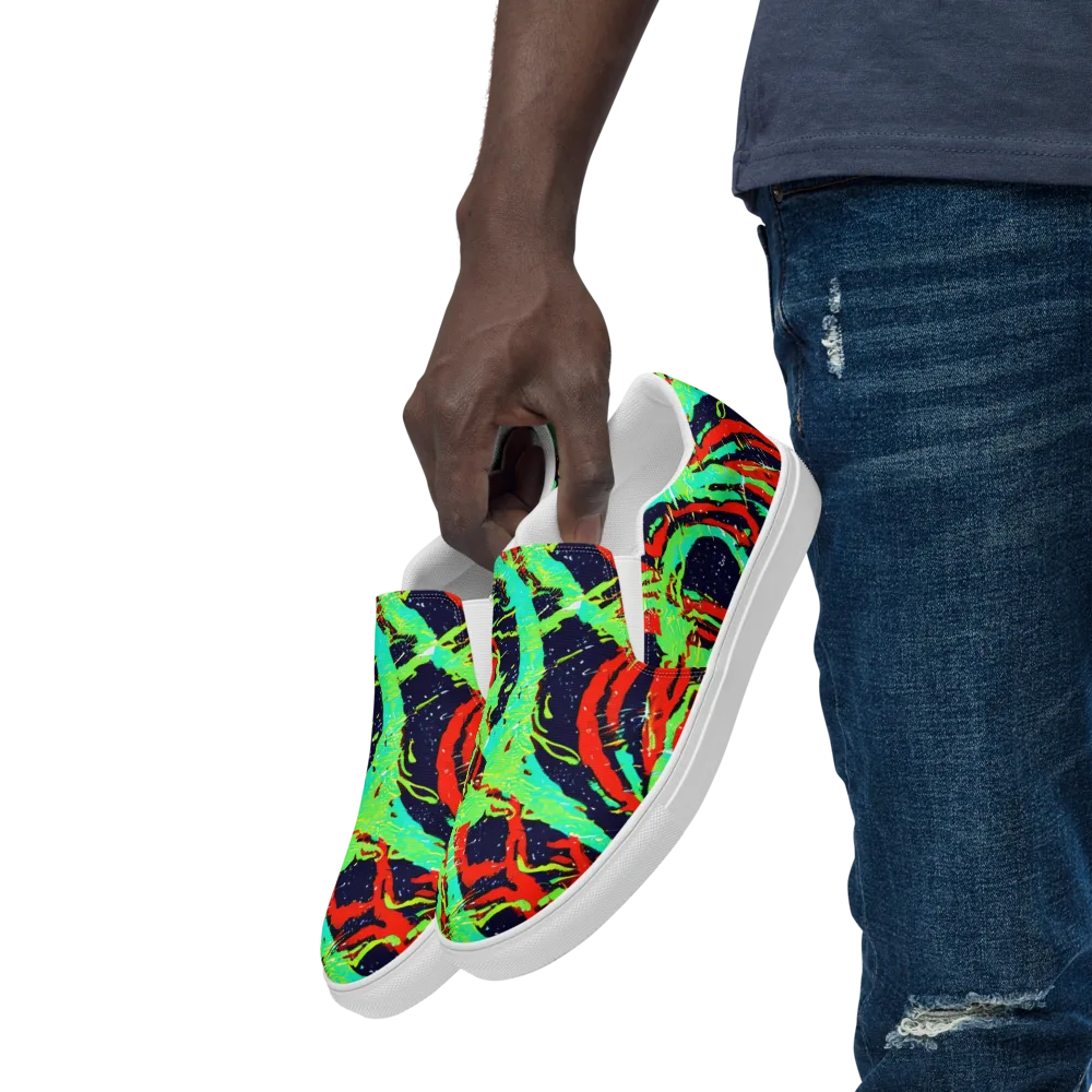 Cyber Jungle on Men's Slip-On Canvas Shoes — Left Front