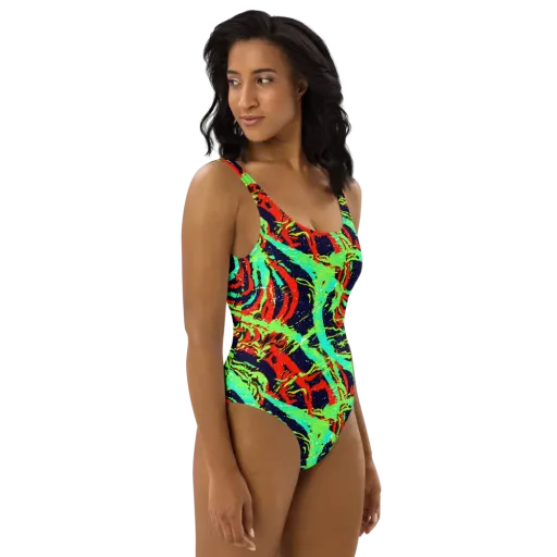 Cyber Jungle on a One-Piece Swimsuit