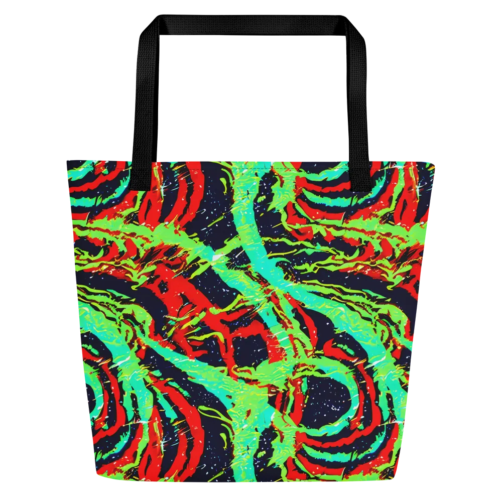 Cyber Jungle on Large Tote Bag W/ Pocket — Front