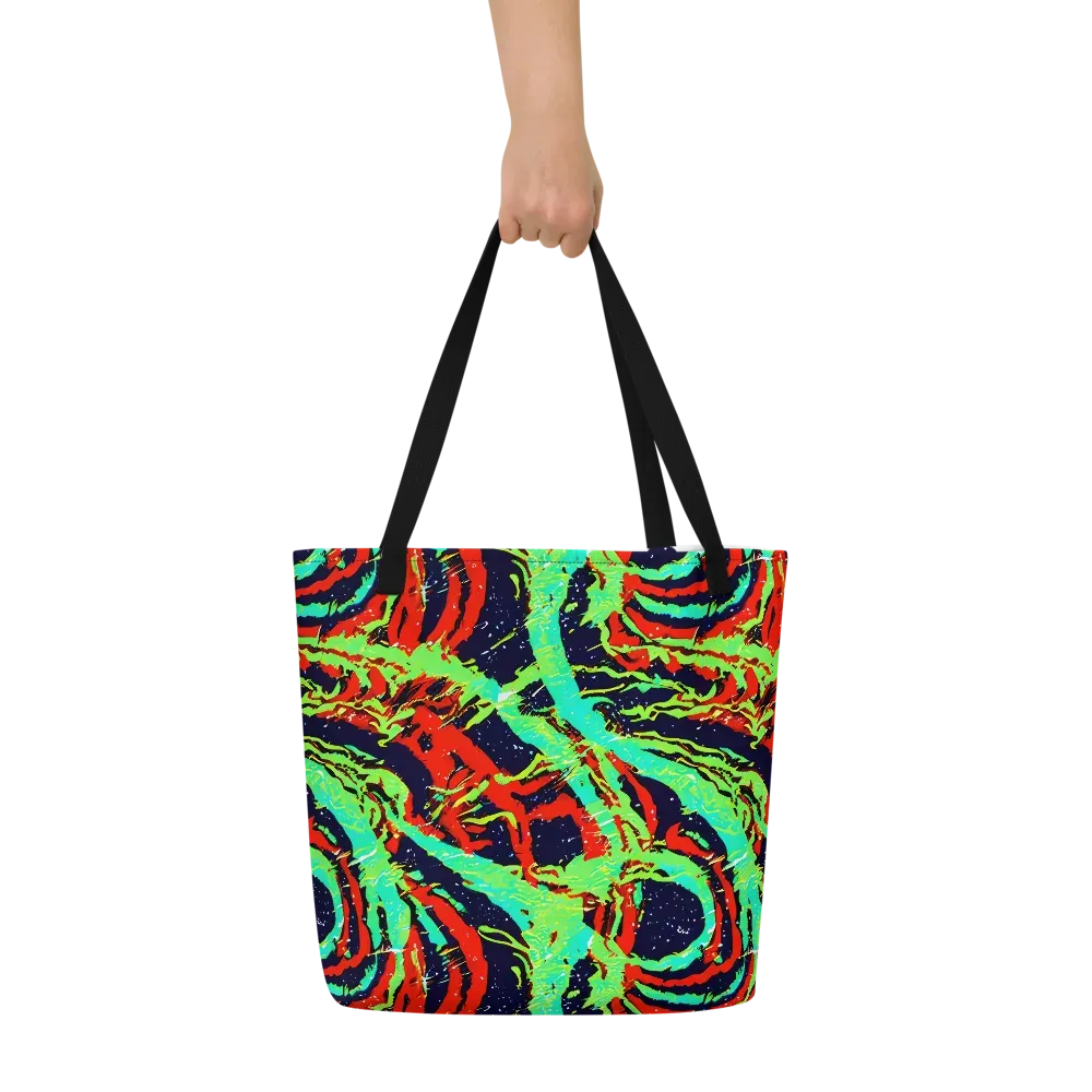 Cyber Jungle on Large Tote Bag W/ Pocket — Front