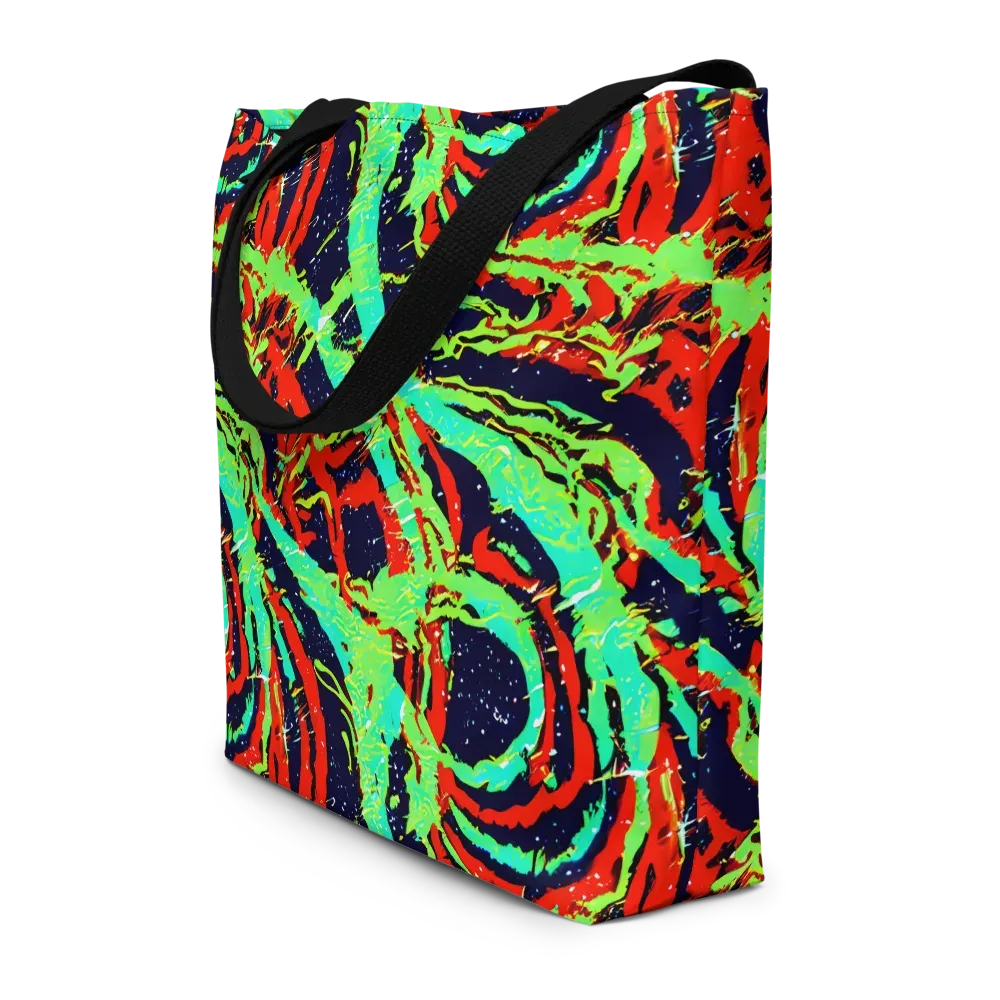 Cyber Jungle on Large Tote Bag W/ Pocket — Front