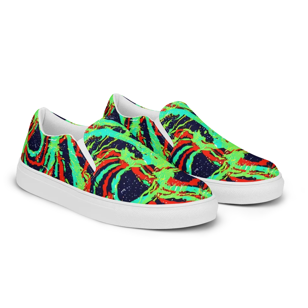 Cyber Jungle on Women's Slip-On Canvas Shoes — Right Front