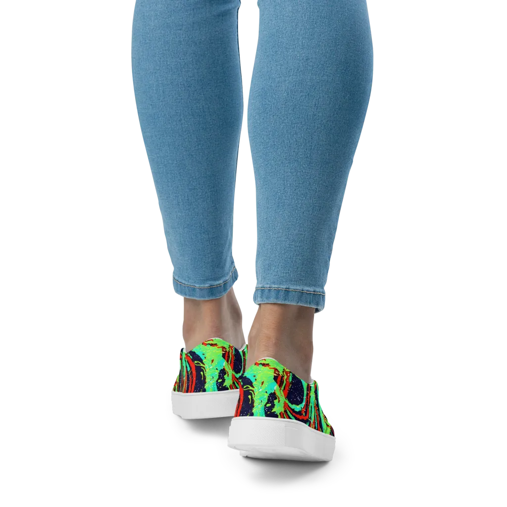 Cyber Jungle on Women's Slip-On Canvas Shoes — Back
