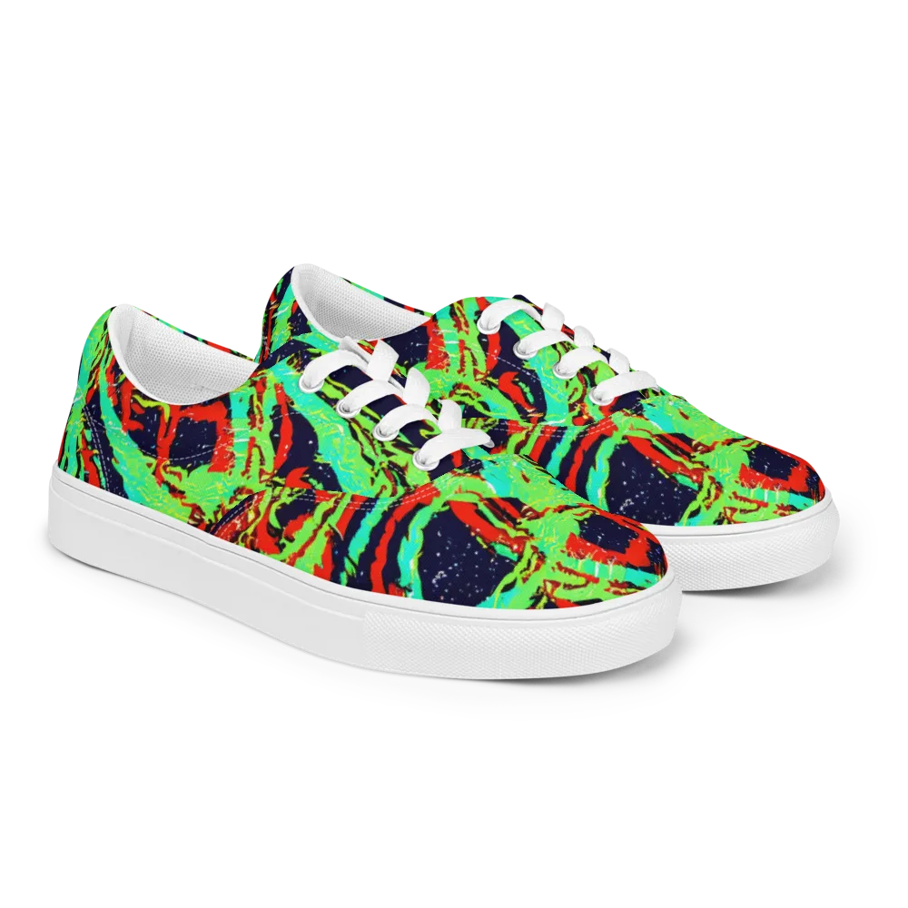 Cyber Jungle on Men's Lace-Up Canvas Shoes — Right Front