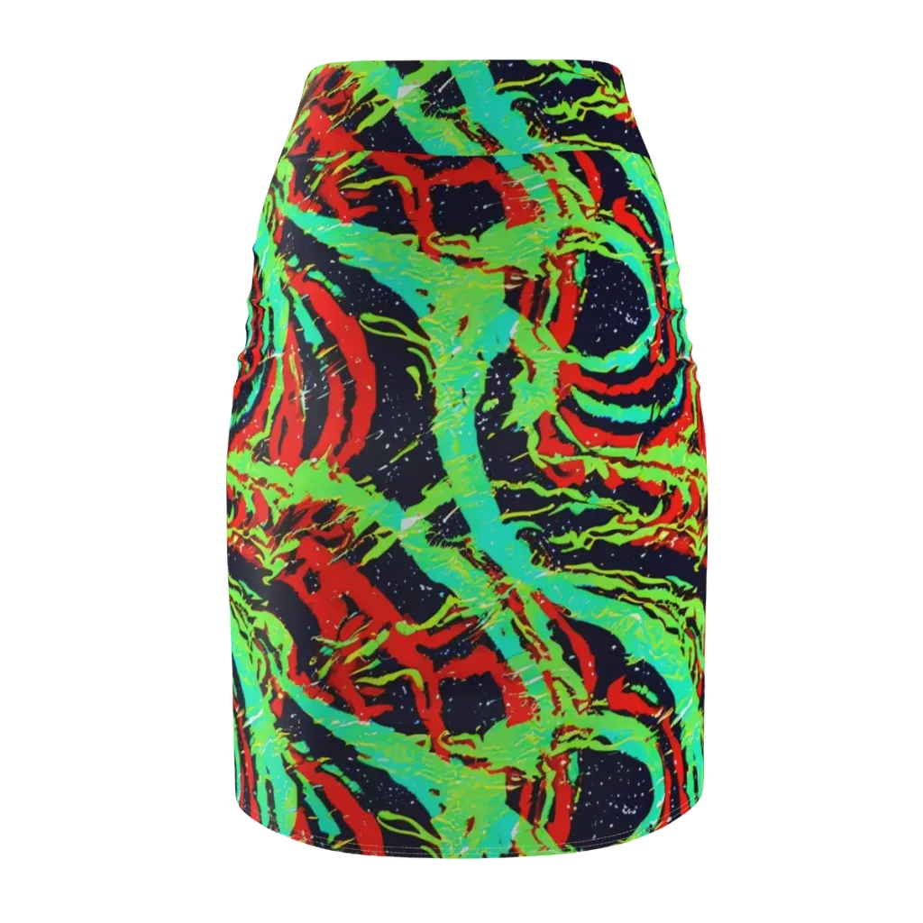 Cyber Jungle on Pencil Skirt — Back