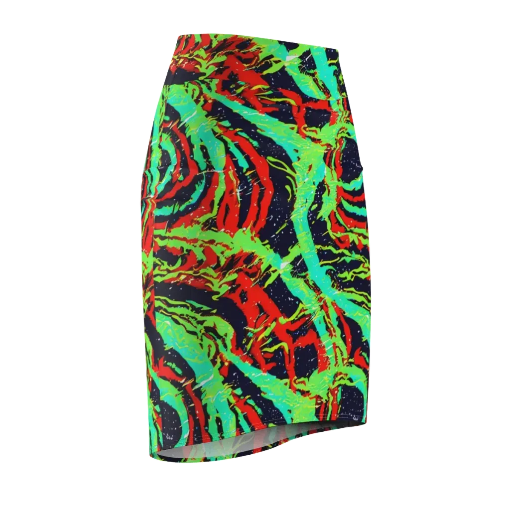 Cyber Jungle on Pencil Skirt — Front Side