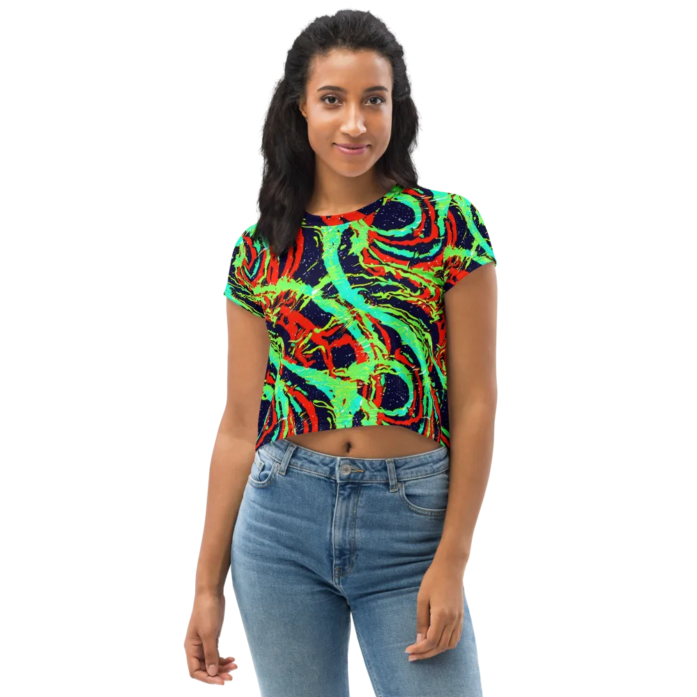 Cyber Jungle on Crop Tee — Front