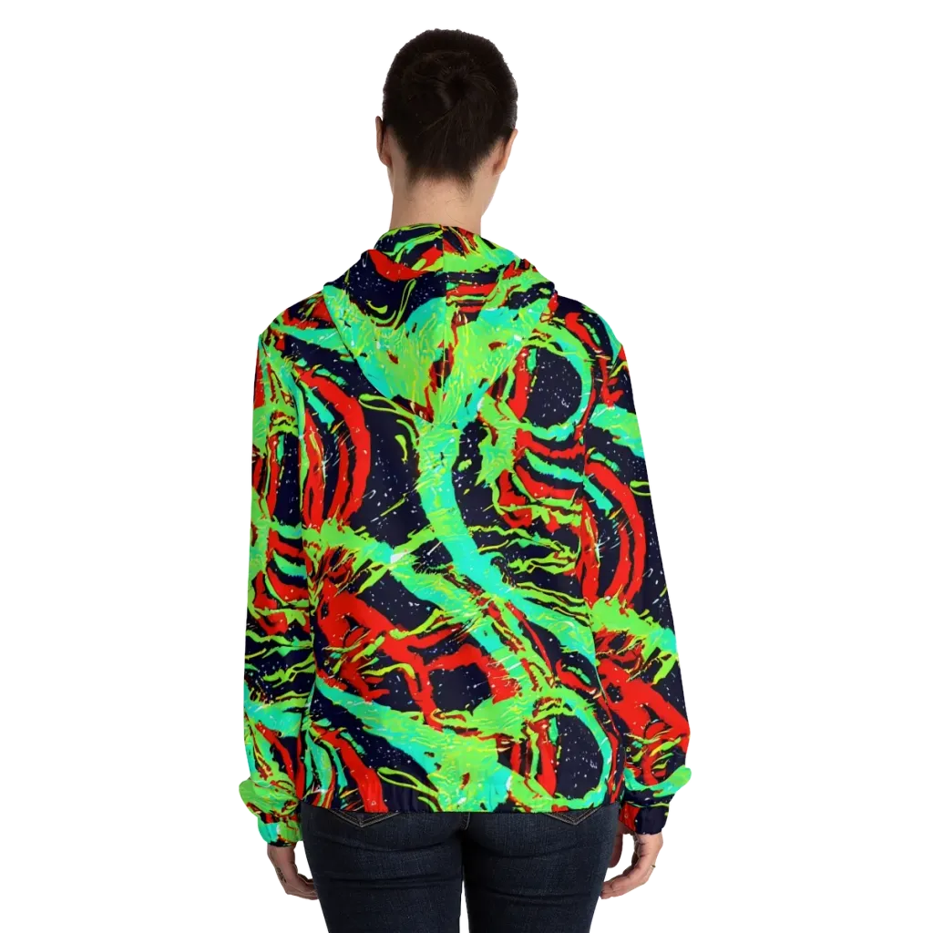 Cyber Jungle on Women's Full-Zip Hoodie — Back On Person