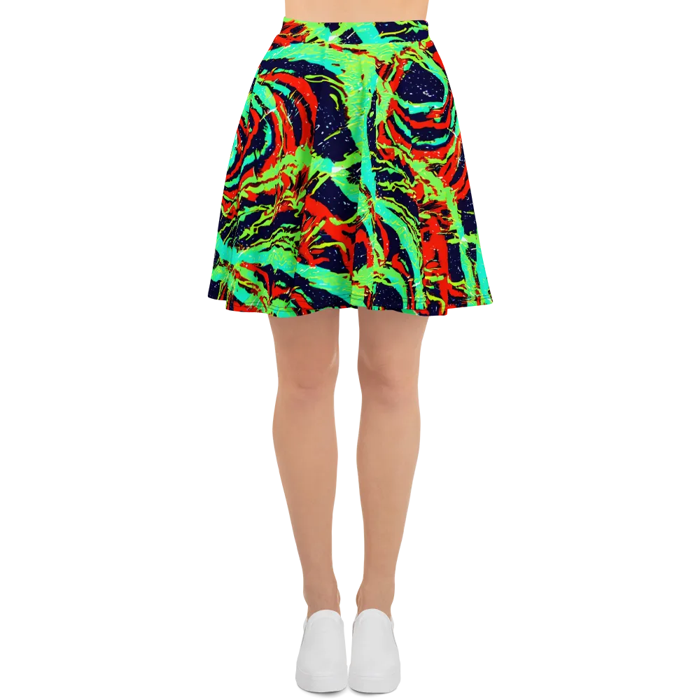 Cyber Jungle on Skater Skirt — Front
