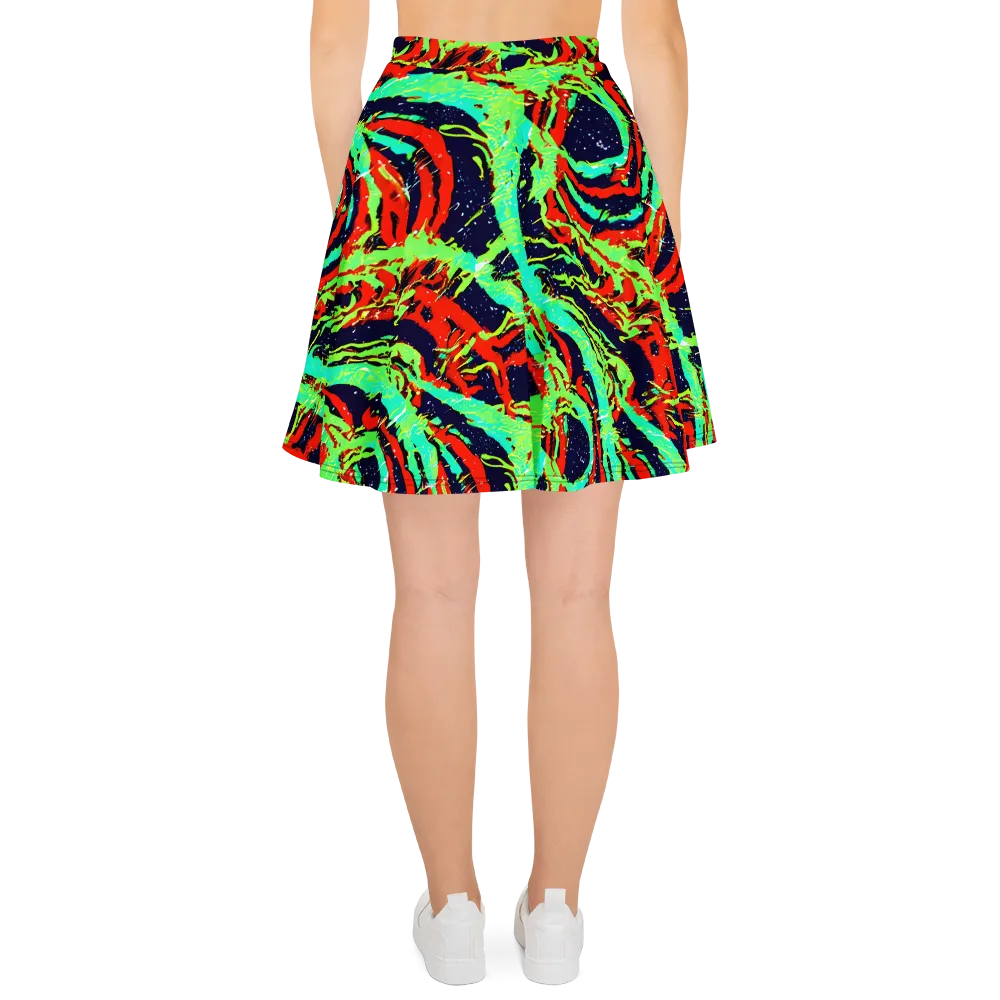 Cyber Jungle on Skater Skirt — Back