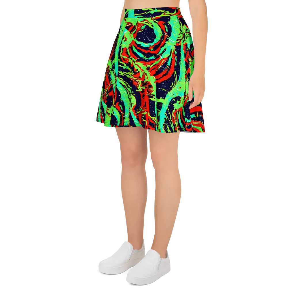 Cyber Jungle on Skater Skirt — Left