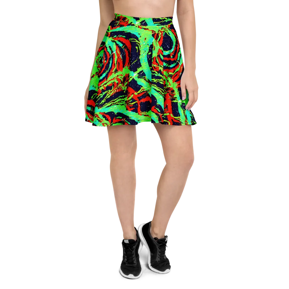 Cyber Jungle on Skater Skirt — Front