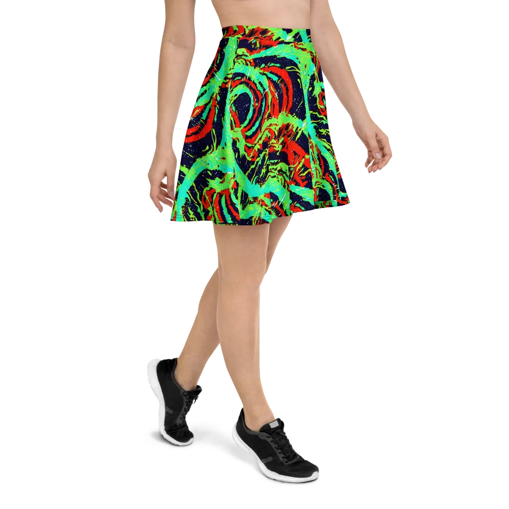 Cyber Jungle on Skater Skirt — Right