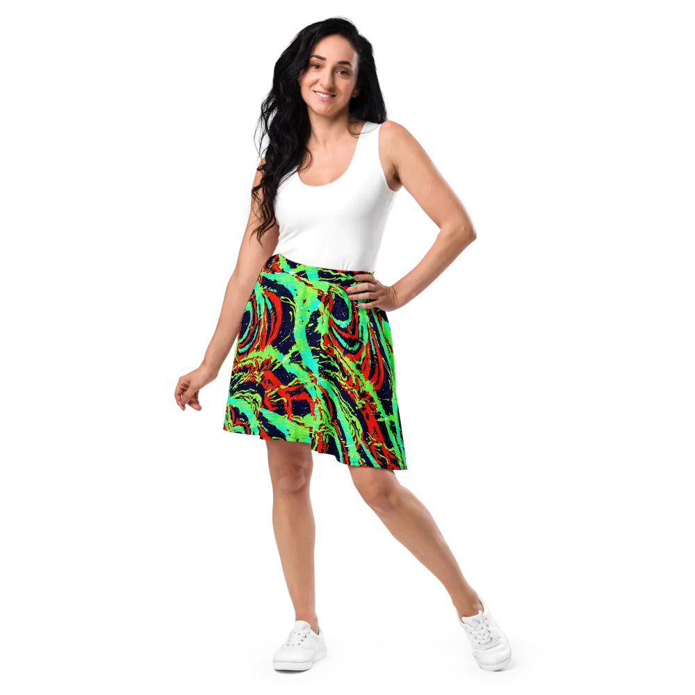 Cyber Jungle on Skater Skirt — Front