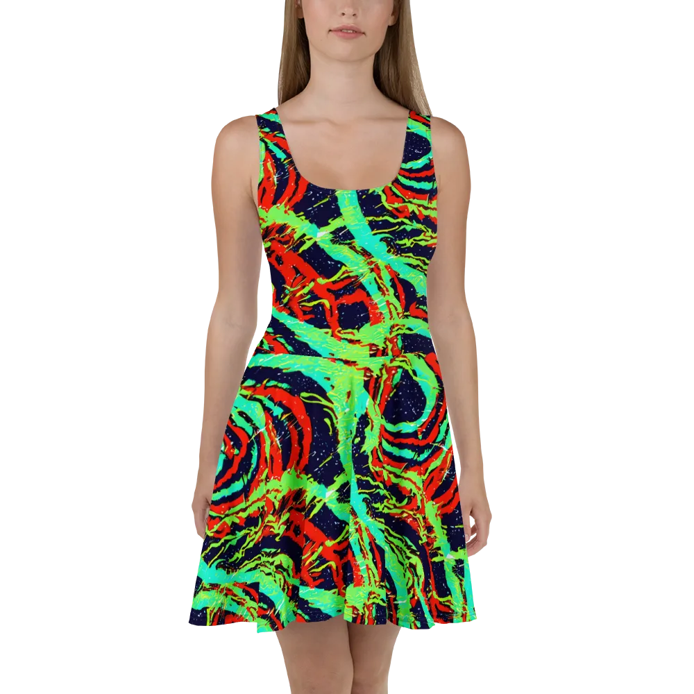 Cyber Jungle on Skater Dress — Front
