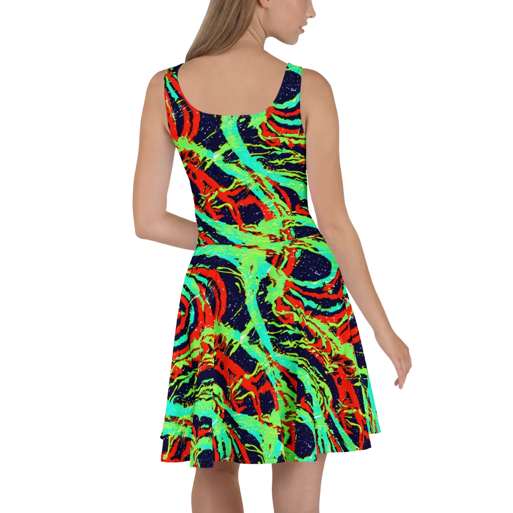 Cyber Jungle on Skater Dress — Back