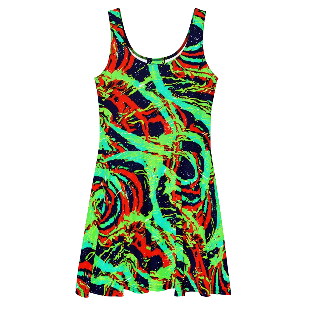 Cyber Jungle on Skater Dress — Front