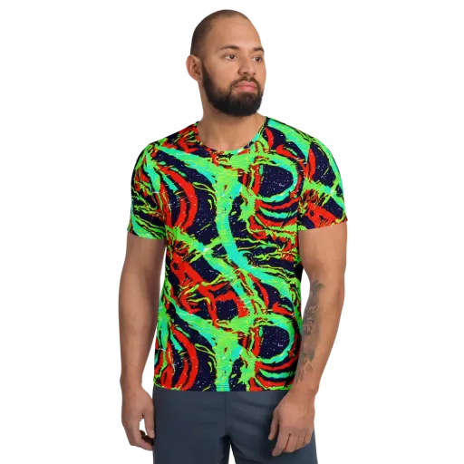 Cyber Jungle on a Men's Athletic T-Shirt