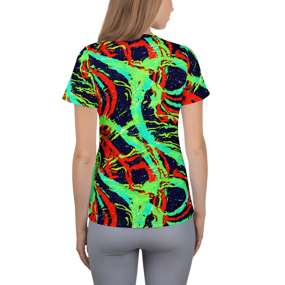 Cyber Jungle on Women's Athletic T-Shirt — Back