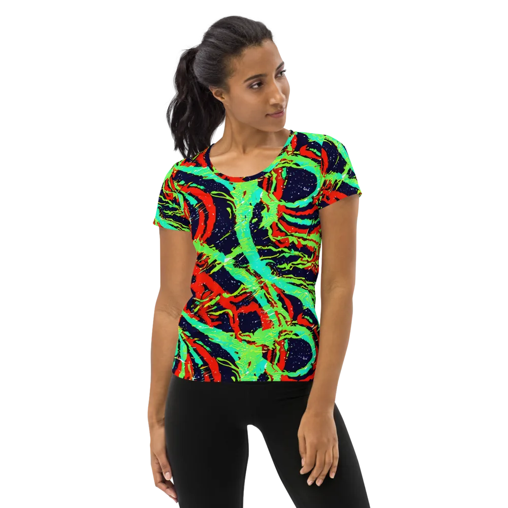 Cyber Jungle on Women's Athletic T-Shirt — Front