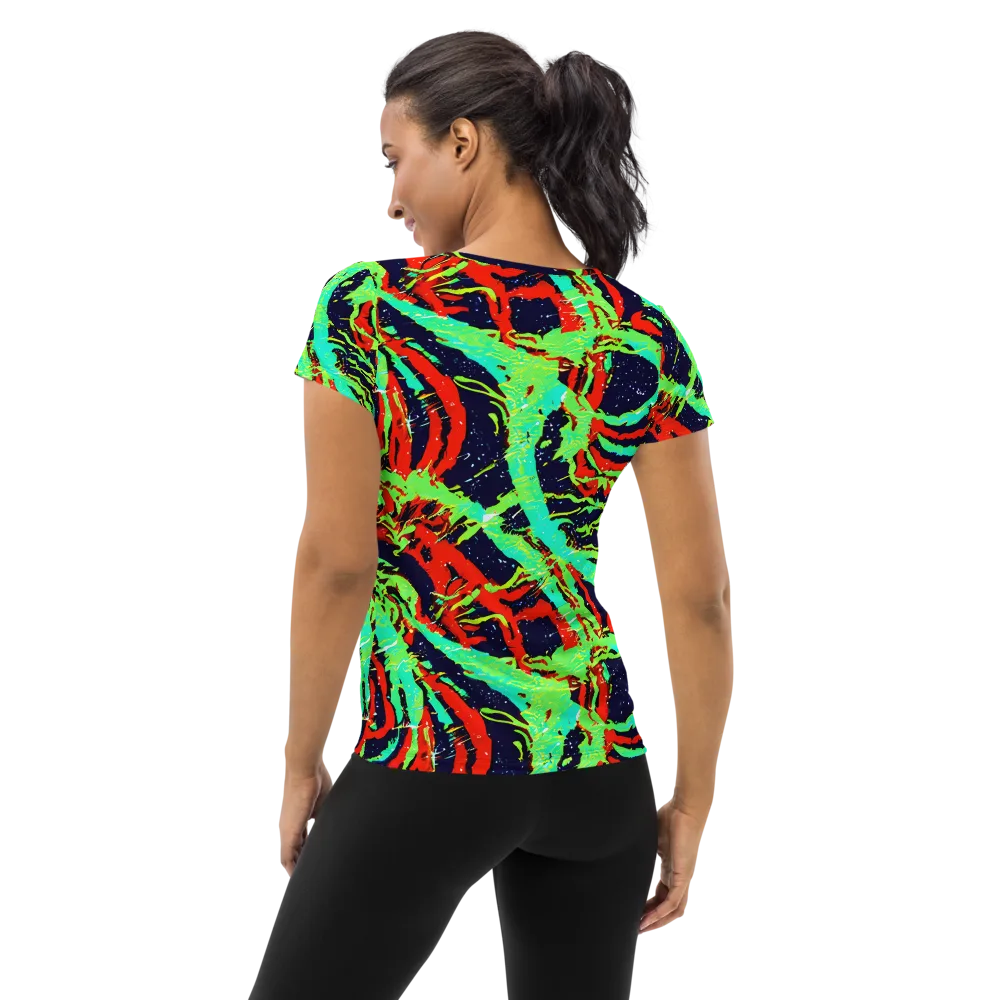Cyber Jungle on Women's Athletic T-Shirt — Back