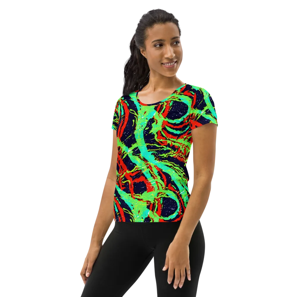 Cyber Jungle on Women's Athletic T-Shirt — Left