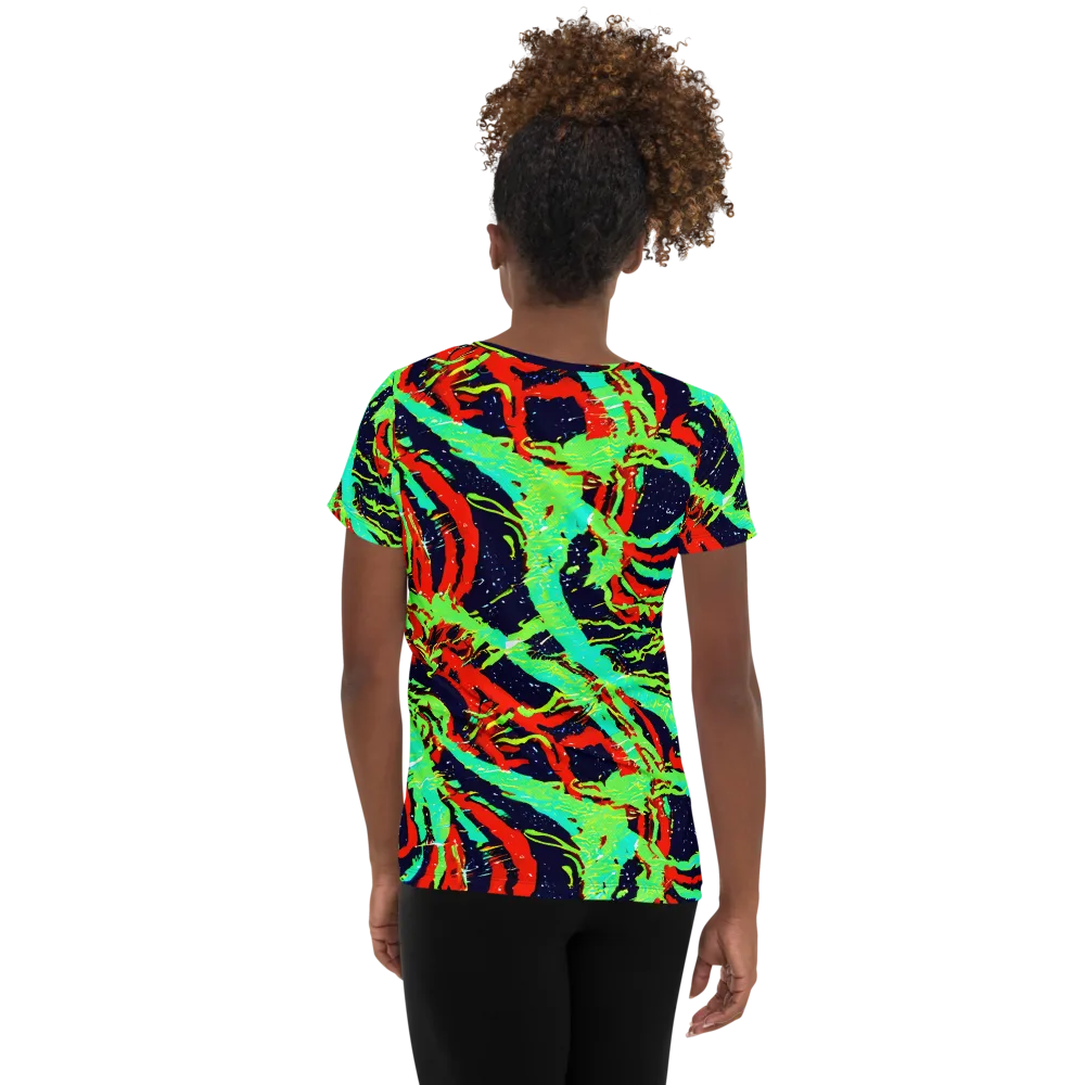 Cyber Jungle on Women's Athletic T-Shirt — Back
