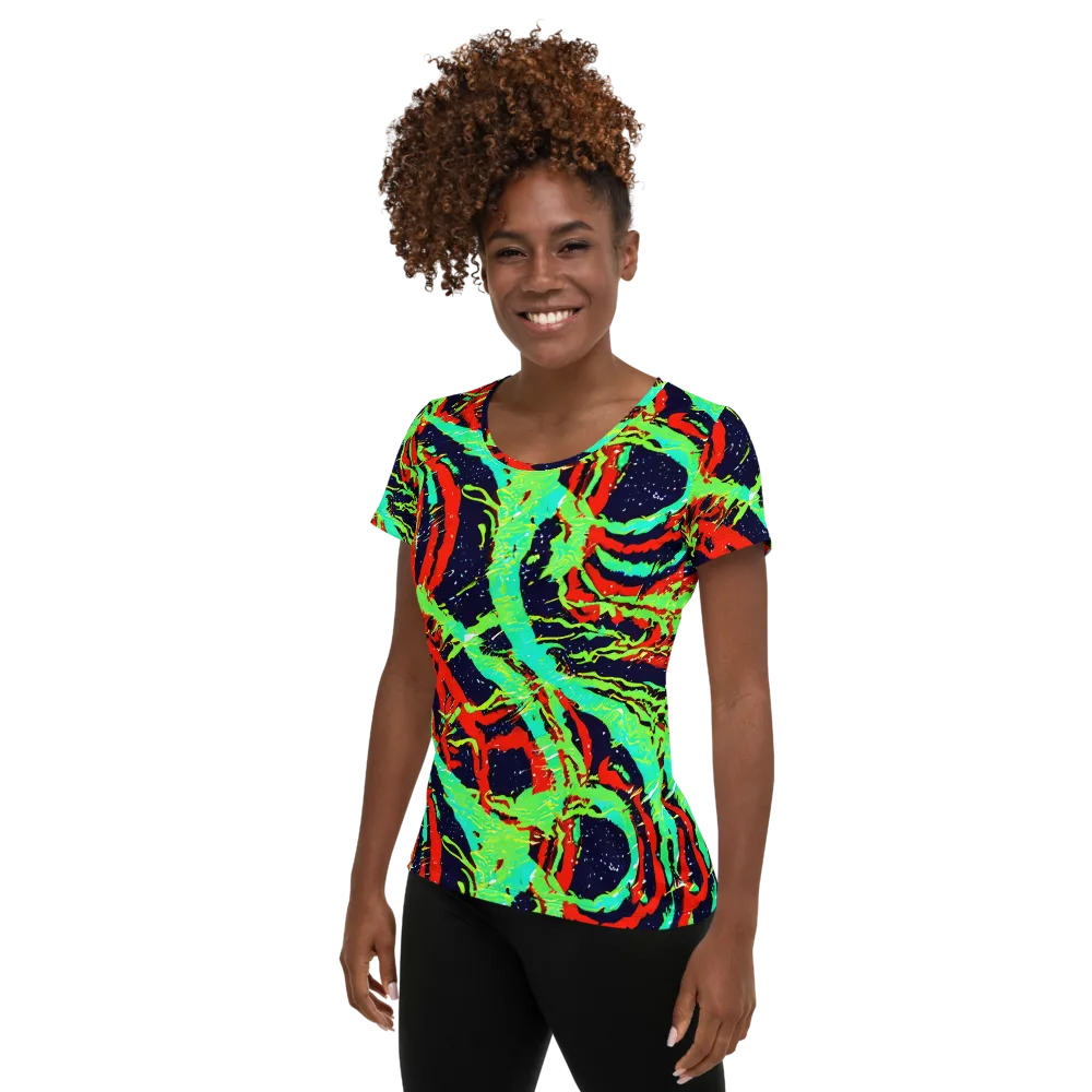 Cyber Jungle on Women's Athletic T-Shirt — Left
