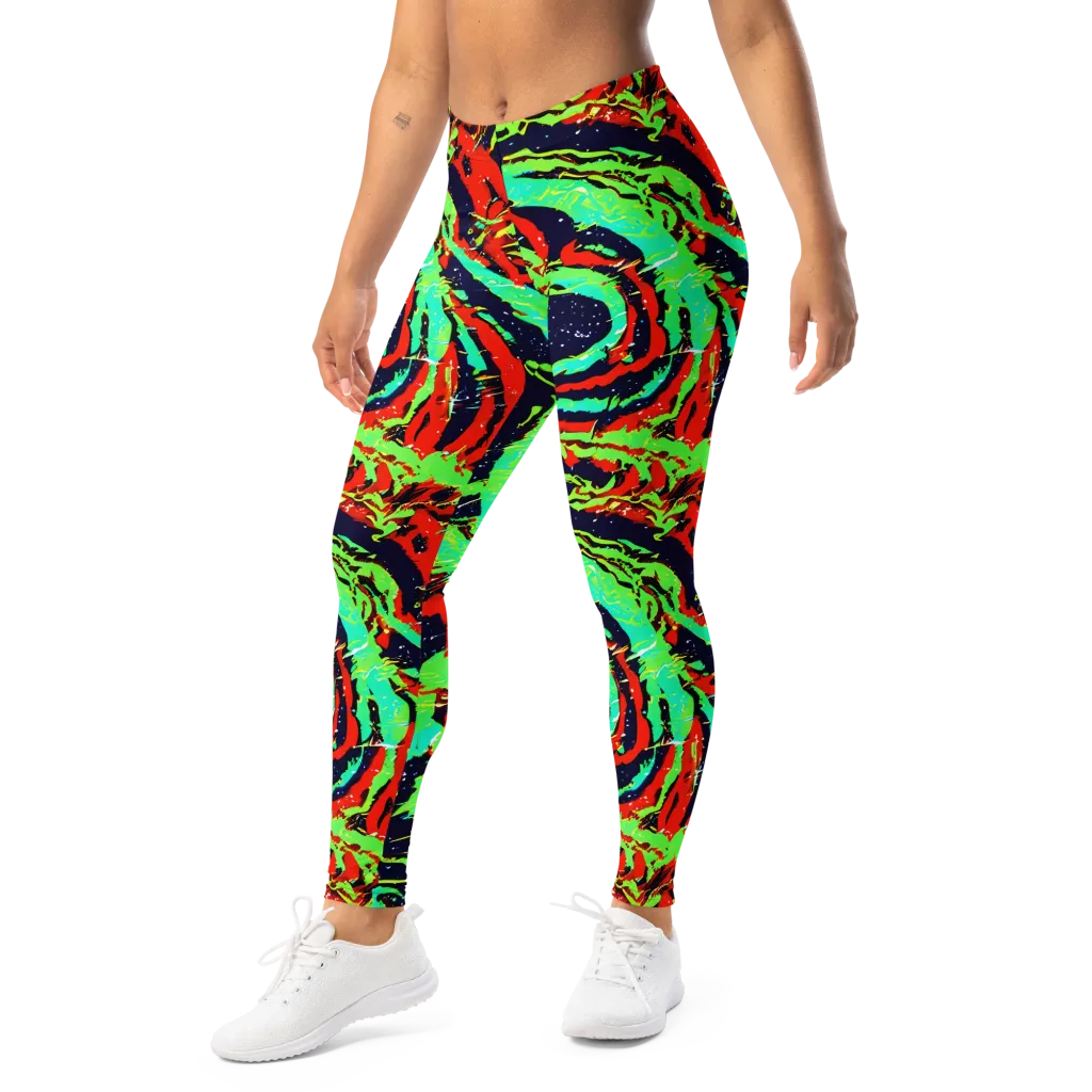 Cyber Jungle on Leggings — Left Front