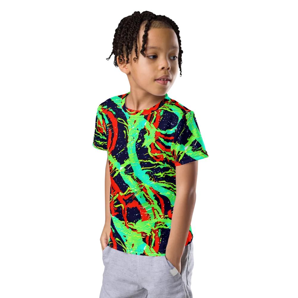 Cyber Jungle on Kids Crew Neck T-Shirt — Left Front