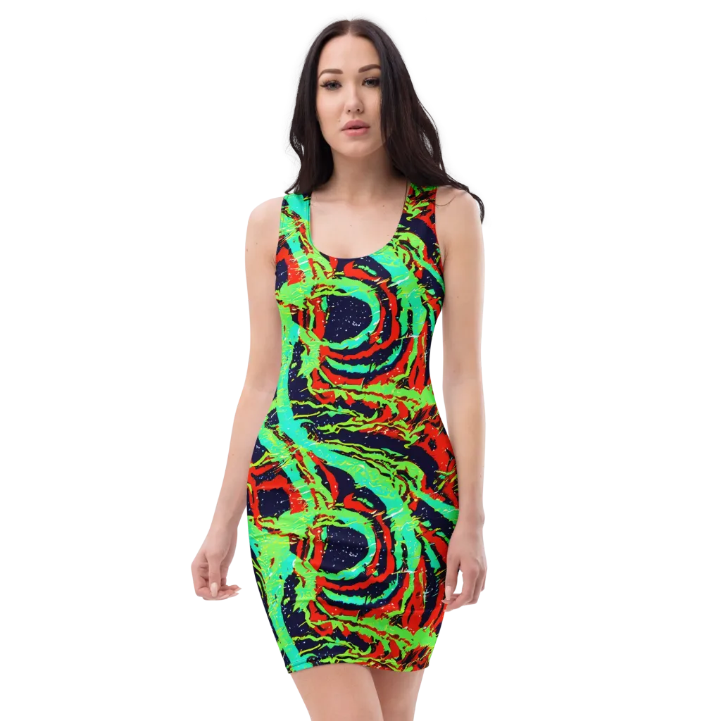 Cyber Jungle on Bodycon Dress — Front
