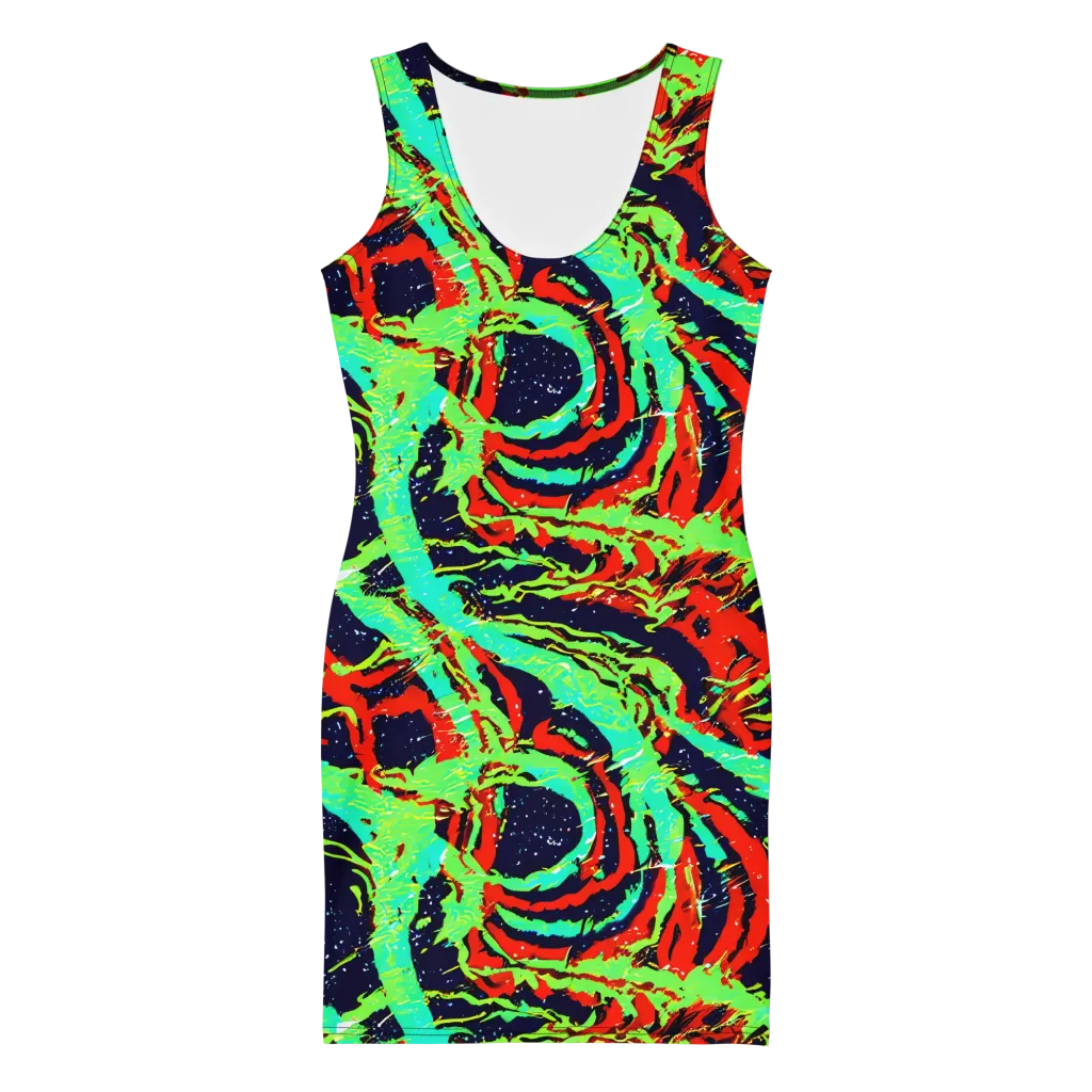 Cyber Jungle on Bodycon Dress — Front