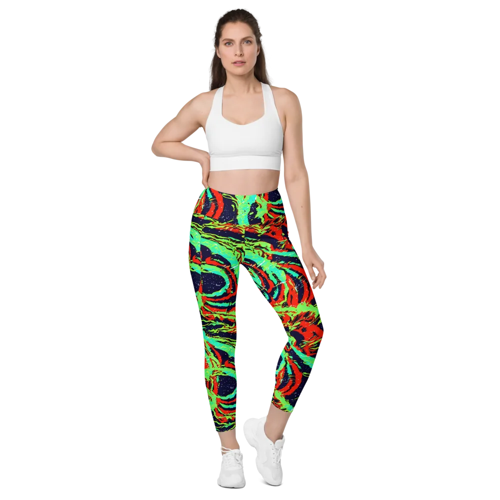 Cyber Jungle on Leggings with Pockets — Front