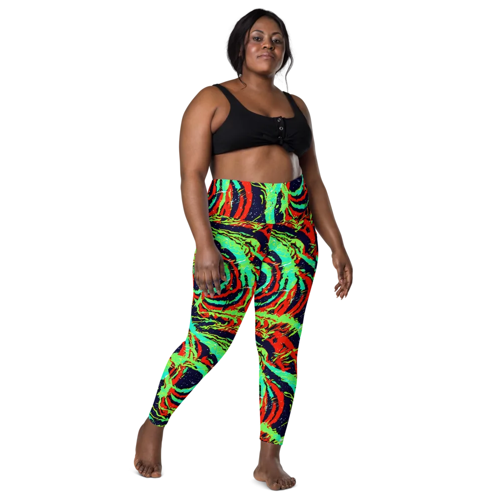 Cyber Jungle on Leggings with Pockets — Front