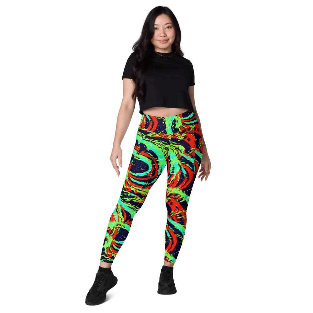 Cyber Jungle on Leggings with Pockets — Front